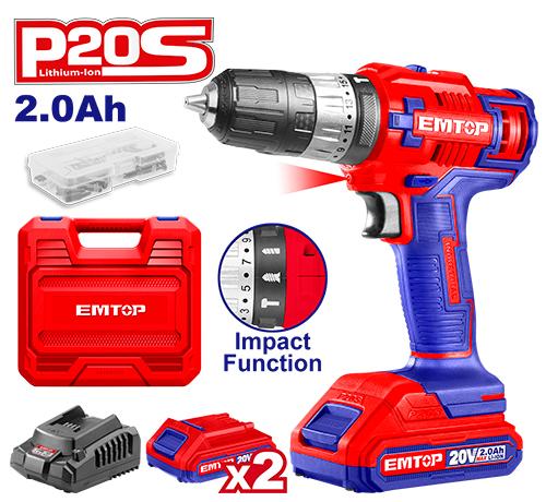 Battery Powered Impact Drill 2Ah 20V 60NM - شنيور بطارية 2 امبير 20 فولت 60 نيوتن